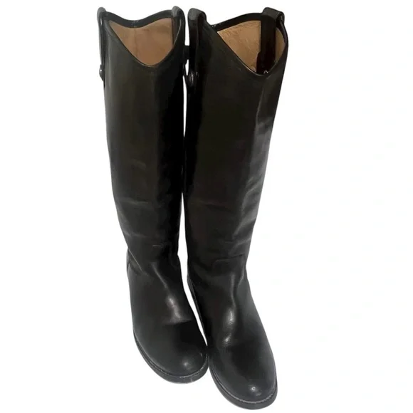Frye Melissa Button Tall Black Leather Riding Boots Classic Fall Staple - Picture 10 of 16